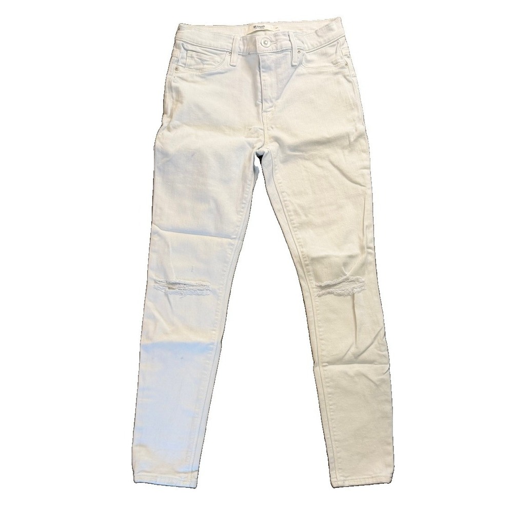Hudson Women's White Distressed Skinny Jeans Size 27 Ripped Knee Denim